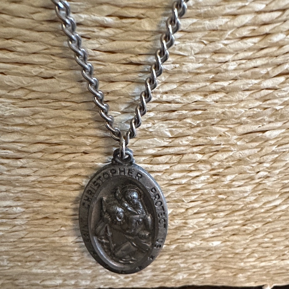 Unbranded Silver Saint Christopher Medal Necklace - Silver
